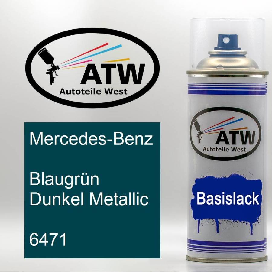 Mercedes-Benz, Blaugrün Dunkel Metallic, 6471: 400ml Sprühdose, von ATW Autoteile West.